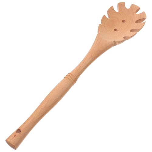 DECORNIJIA Holzlöffel Spaghettilöffel aus Buchenholz Nudelzange Aufhängen Leicht und Platzsparend Multifunktional für Küche und Restaurant zum Servieren und Abseihen von Pasta von DECORNIJIA