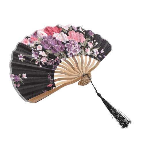 DECORNIJIA Japanischer Faltbarer Handfächer Vintage Stil Holzstoff Fächer Handventilator Sommer Kühlung Damen und Herren Traditionell Langlebig Elegant von DECORNIJIA