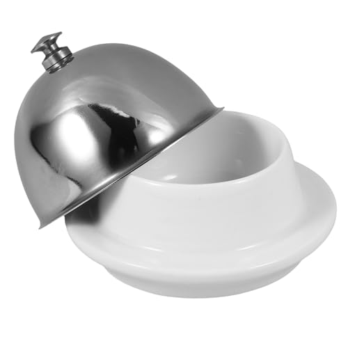 DECORNIJIA Keramik Butterdose mit Edelstahlhaube Multifunktionaler Butter und Soßenbehälter Tragbares Serviergeschirr für Küche Partys und Restaurants Stilvolles Mehrzweck Butterplateau von DECORNIJIA