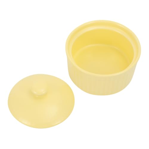 DECORNIJIA Keramik Dessertschale Backschale mit Deckel Hitzebeständig Glatte Oberfläche Spülmaschinenfest für Pudding Milchdesserts Vielseitig für Familie Party Restaurant Camping Geeignet von DECORNIJIA