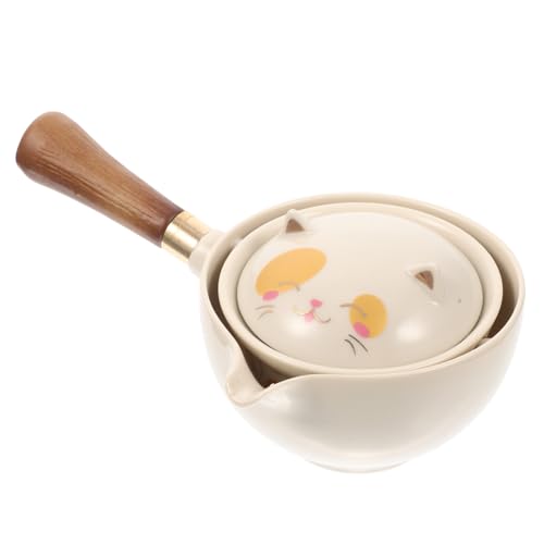 DECORNIJIA Keramik Kanne mit Drehbarem Seitengriff Vintage Kung Fu Design mit Traditionellem Glückskatze Motiv Handgefertigter Teebereiter für Losen Tee Hitzebeständig und Leicht zu Reinigen DECORNIJIA Keramik Kanne mit Drehbarem Seitengriff Vintage Kung Fu Design mit Traditionellem Glückskatze Motiv Handgefertigter Teebereiter für Losen Tee Hitzebeständig und Leicht zu Reinigen von DECORNIJIA