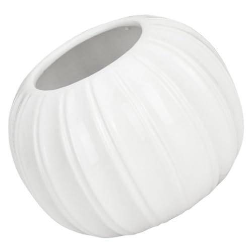 DECORNIJIA Keramik Kürbis Vase Weiß Moderner Blumenarrangement Halter Stabile Tischdekoration Für Büro Wohnzimmer Balkon von DECORNIJIA