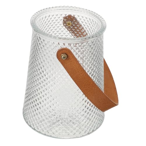 DECORNIJIA Klare Glasvase mit Ledergriff Dekorative Blumenvase für Tischdeko Wohnzimmer Schlafzimmer Stabile Glasvase für Blumenarrangements mit Modernem Design DECORNIJIA Klare Glasvase mit Ledergriff Dekorative Blumenvase für Tischdeko Wohnzimmer Schlafzimmer Stabile Glasvase für Blumenarrangements mit Modernem Design von DECORNIJIA
