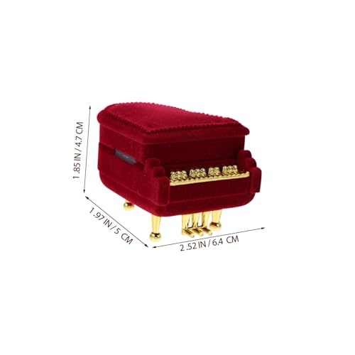 DECORNIJIA Kompaktes Schmuckkästchen Piano design Kleine Samtbezogene Ringschatulle in Weinrot Tragbare Schmuckbox Organizer für Ringe Ohrringe und Halsketten für Verlobung und Geschenk von DECORNIJIA