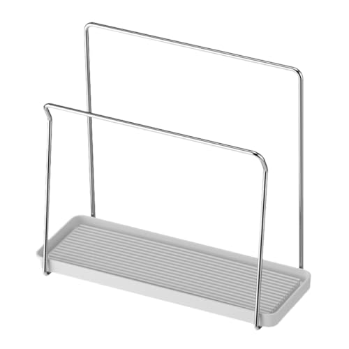 DECORNIJIA Küchenhalter aus Edelstahl mit Abtropfgestell für Spüllappen und Schwämme Platzsparender Weißer Spülbecken Organizer mit Doppeltem Stangen design Langlebiger Rag Shelf für Saubere von DECORNIJIA