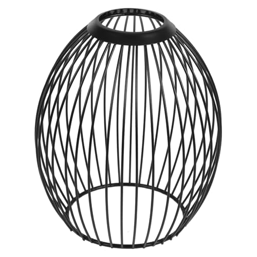 DECORNIJIA Lampenschirm Ovaler Bulb Shade Deckenleuchte Dekorativer Metalllampenschirm im Vintage Stil Hohler Lampenabdeckung für Wohnzimmer und Schlafzimmer Durchmesser oben Unten Schwarz von DECORNIJIA