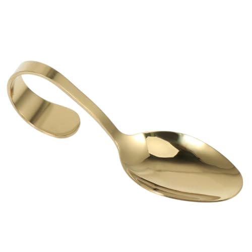 DECORNIJIA Löffel mit Gebogenem Griff Spiegelpoliert Rostfrei Buffet Servierlöffel Elegant Langlebig für Hotel Küche Hochzeit Cocktail Party von DECORNIJIA