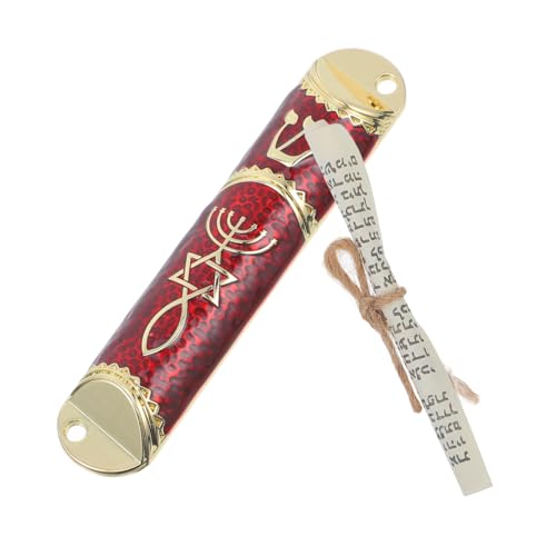 DECORNIJIA Metal Mezuzah Plakette mit Schriftrolle Jüdische Türdekoration aus Zinklegierung Leichtes Segenssymbol für Haustür Design Gold Rot Religiöses Judaica DECORNIJIA Metal Mezuzah Plakette mit Schriftrolle Jüdische Türdekoration aus Zinklegierung Leichtes Segenssymbol für Haustür Design Gold Rot Religiöses Judaica von DECORNIJIA