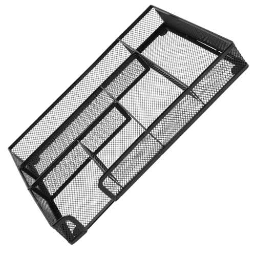 DECORNIJIA Metall Mesh Organizer mit Fächern Schreibtisch Aufbewahrungsbox für Büro und Bastelbedarf Schwarz Multifunktionaler Desktop Organizer mit Atmungsaktivem Design von DECORNIJIA