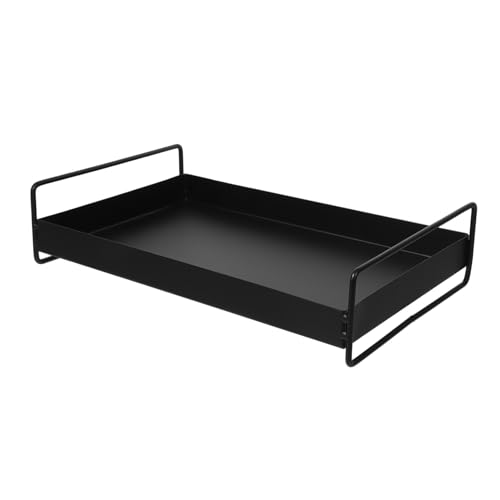 DECORNIJIA Metall Tablett Rechteckig mit Seitengriffen Vielseitiges Tablett Obsttablett für Snacks Tee und Buffet Poliertes Dekotablett für Küche und Wohnzimmer von DECORNIJIA