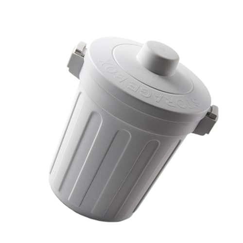 DECORNIJIA Mini Desktop Mülleimer mit Deckel Kompakter Kunststoff Abfallbehälter Leichter Tisch Papierkorb für Küche Büro Wohnzimmer Platzsparend und Langlebig in Hellgrau von DECORNIJIA