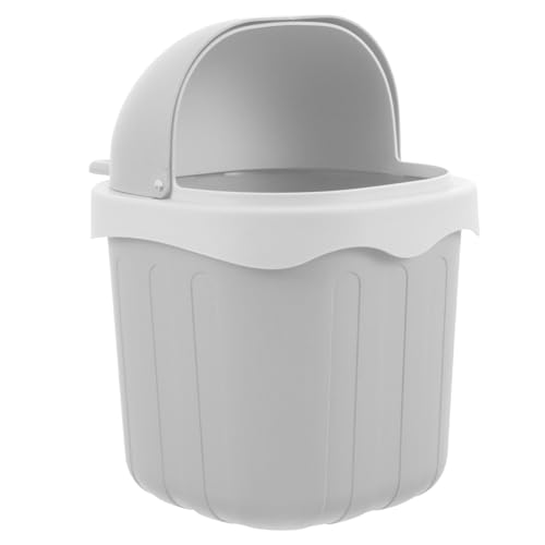 DECORNIJIA Mini Tischmülleimer mit Deckel Süßer Grauer Desktop Abfallkorb für Geruchshemmend Kompakt für Büro Schlafzimmer Wohnzimmer Praktischer Kleiner Tischabfalleimer von DECORNIJIA