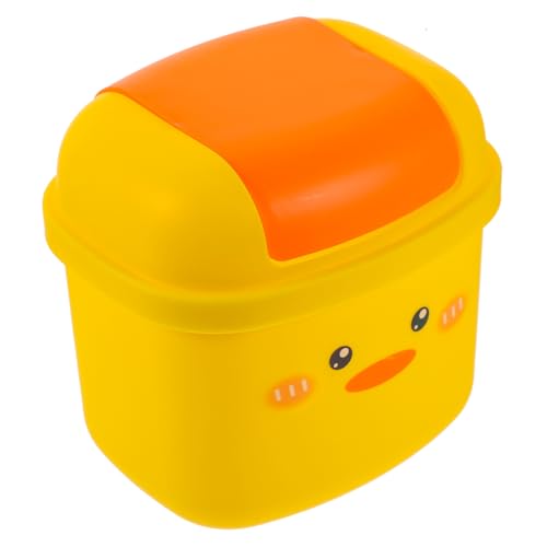 DECORNIJIA Mini Tischmülleimer mit Niedlichem Gelbem Enten Design Kompakt und Langlebig aus Hochwertigem Kunststoff als Kleiner Desktop Abfallbehälter für Büro Schlafzimmer und Zuhause von DECORNIJIA