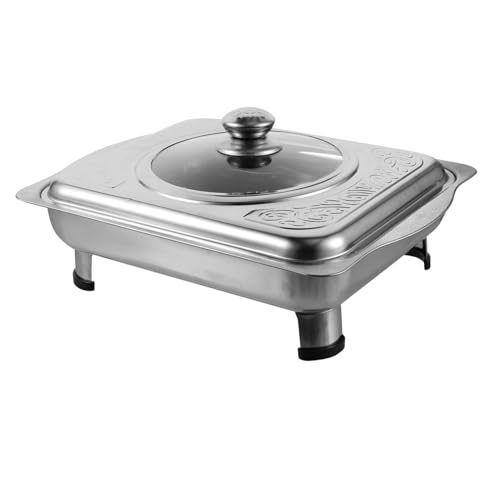 DECORNIJIA Rechteckiges Buffet serviertablett aus Edelstahl mit Deckel Rutschfestem Boden Langlebig und Leicht zu Reinigen für Kantinen Buffets und Catering Praktisches Serviergeschirr von DECORNIJIA
