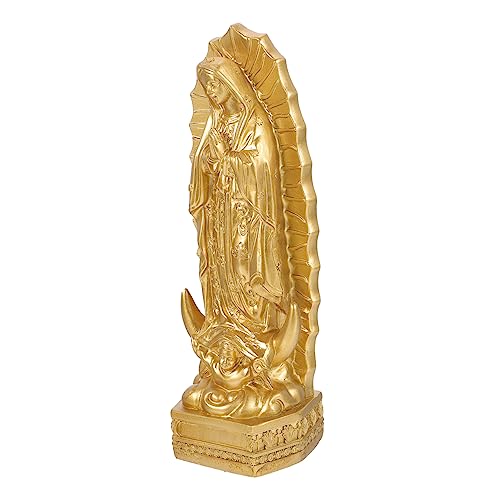 DECORNIJIA Reinfarbige Mexikanische Jungfrau Statue aus Resin Stabile Desktop Dekofigur Handwerklich Gefertigte Religiöse Skulptur Platzsparendes Design für Wohn Büro und Kirchenraum von DECORNIJIA