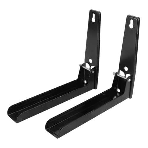 DECORNIJIA Retraktabler Mikrowellenhalter aus Edelstahl Wandregal für Küche Platzsparend Wandmontiert Modernes Schwarzes Aufbewahrungsregal für Mikrowellenherde von DECORNIJIA