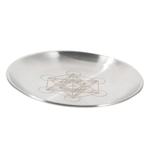 DECORNIJIA Runder Edelstahl Tablett Dekorativer Metall Kerzenteller Vielseitiges Aufbewahrungs und Altar Tablett Rostfrei Glatt Poliert Geeignet für Rituale und Wohnraumdekoration von DECORNIJIA