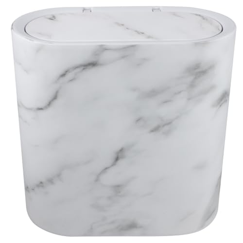 DECORNIJIA Schmaler Mülleimer mit Marmor Design Platzsparender Abfallbehälter für Badezimmer und Büro Moderates Fassungsvermögen Eleganter Weißer Bad Mülleimer für Schlafzimmer und Küche DECORNIJIA Schmaler Mülleimer mit Marmor Design Platzsparender Abfallbehälter für Badezimmer und Büro Moderates Fassungsvermögen Eleganter Weißer Bad Mülleimer für Schlafzimmer und Küche von DECORNIJIA