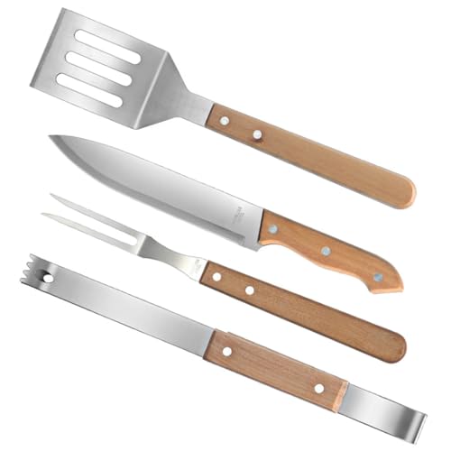 DECORNIJIA Teiliges BBQ Grillwerkzeug Set aus Edelstahl mit Buchenholzgriff Rostfrei Rutschfester Griff für Camping Picknick und Grillpartys im Freien von DECORNIJIA