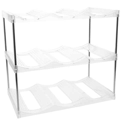 DECORNIJIA Transparent Stapelbarer Wasserflaschen Organizer Stöckiges Kunststoff Regal mit Faltbarem Abnehmbarem Design Platzsparend für Küche Schrank Arbeitsplatte und Gewürzaufbewahrung von DECORNIJIA