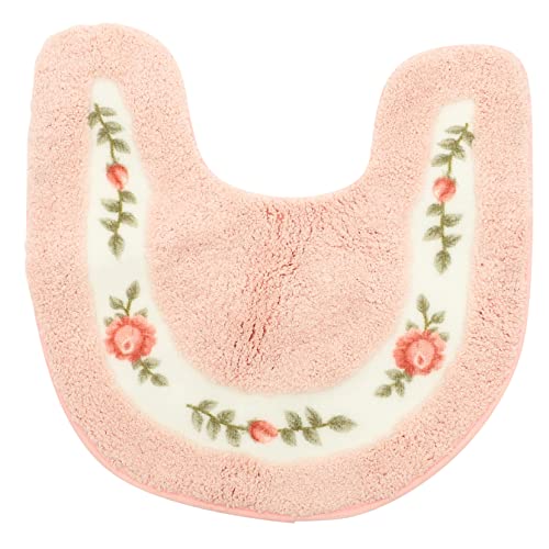 DECORNIJIA U Förmige rutschfeste Toilettenmatte Weiche Waschbare Fußmatte für Badezimmer Antirutsch Bodenmatte für Zuhause und Wc Pastellrosa von DECORNIJIA