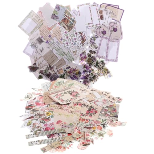 DECORNIJIA Vintage Scrapbooking Papier Set Selbstklebend DIY Bastelpapier für Handkonten Reisealben Collagen Retro Stil Pflanzen Blumen Motiv Dekoration von DECORNIJIA