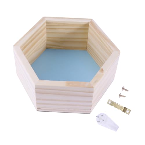 DECORNIJIA Wandregal aus Massivem Kiefernholz Sechseckiges Kleines Blaues Aufbewahrungsregal für Kinderzimmer und Kindermodegeschäft Rustikales Holzregal zur Dekoration und Organisation von DECORNIJIA