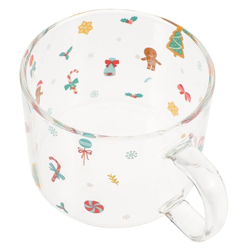 DECORNIJIA Weihnachtlicher Glas Milchbecher Transparent Kreativer Frühstücksbecher Glatte Oberfläche Festliche Dekoration Für Weihnachtsfeier und Alltag von DECORNIJIA