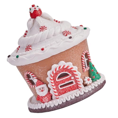 DECORNIJIA Weihnachtliches Mittelstück Resin Schloss mit LED Licht Weiches Polymer Schlosshaus Leuchtende Tischdekoration für Weihnachtsvillage Vielseitig als Fotorequisite und Partydeko von DECORNIJIA