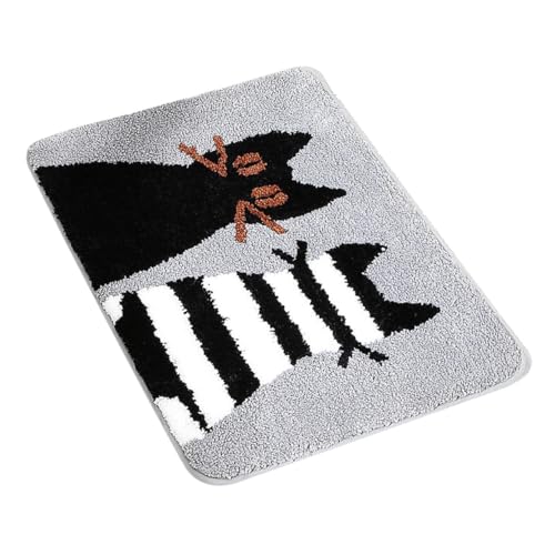 DECORNIJIA rutschfeste Badezimmermatte mit Niedlichem Katzenmuster Saugfähiger Weicher Mikrofaser Bodenmatte Waschbarer Badteppich für Bad Schlafzimmer Feuchte Böden Umweltfreundlich von DECORNIJIA