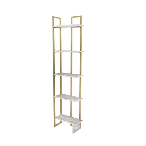 DECOROTIKA - Alica180 cm Bücherregal - Industrie Eckschrank Bücherregal - Metallrahmen Regal (Weiß Marmor Optik & Gold) von DECOROTIKA