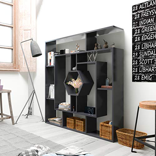 DECOROTIKA Labrina Geometrisches Bücherregal, 135 cm, Schwarz von DECOROTIKA