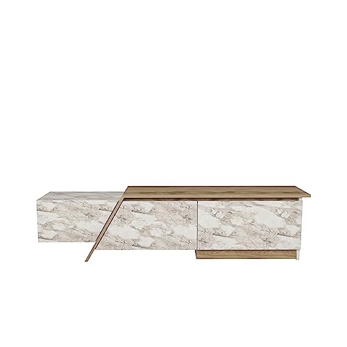 Zonas 180 cm Wide Unique Design TV Cabinet TV Stand for TVs up to 55 inch (Oud and White Marble Effect) von DECOROTIKA