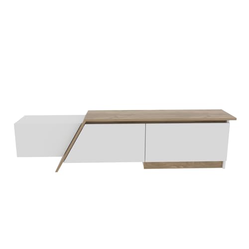 DECOROTIKA Zonas TV-Schrank, Holz, Weiß/Walnuss-Muster, 180 cm von DECOROTIKA