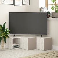 Decortie - Compact Tv-Schrank - Altweiß+Helles Mokka - Perlweiß von DECORTIE