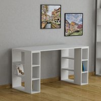 Decortie - Colmar Moderner Schreibtisch mit Bücherregalbeinen Breite 140cm - Weiß - Weiß von DECORTIE