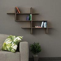 Decortie - Halic Wandregal Modern Bücherregal Display Unit Dunkel Kaffee b 150cm Breit - Dark Coffee von DECORTIE