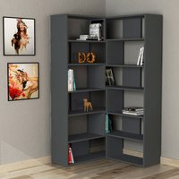 Molly Modernes Eck-Mehrzweck-Bücherregal Display Unit No.4 Anthrazit Grau Hoch 178.6cm - Anthracite Grey - Decortie von DECORTIE