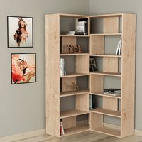 Decortie - Molly Modernes Eck-Mehrzweck-Bücherregal Display Unit No.4 Eiche Natur Hoch 178.6cm - Oak von DECORTIE