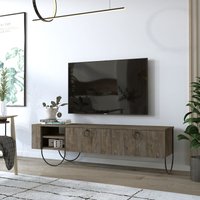 Decortie - Norfolk Moderner TV-Ständer Multimedia-Center TV-Element Dunkel Kaffee Mit Schrank 151cm - Dark Coffee von DECORTIE