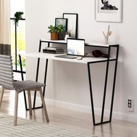 Decortie - Pal Moderner Schreibtisch Weiß mit Monitorfuß Breite 124cm - White von DECORTIE