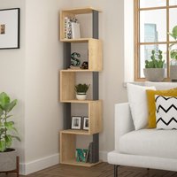 Piri Modernes Bücherregal Display Unit Eiche Natur Anthrazit Grau Hoch 161cm - Anthracite Grey - Decortie von DECORTIE