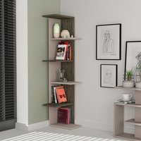 Saso Modernes Eck-Bücherregal Display Unit Mokka Grau Dunkel Kaffee Eiche Effekt Medium 141cm - Dark Coffee - Decortie von DECORTIE