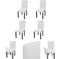 The Living Store Stretch-Stuhlhussen Gerade 4 Stk. Weiß - Hussen - Weiß von DÉCOSHOP26