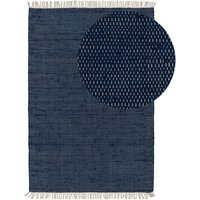Decossima - benuta Basic Baumwollteppich Tom - Dunkelblau 60x100 cm - Handgewebter Wohnzimmer Teppich - 100% Recycelte Baumwolle - Für von DECOSSIMA