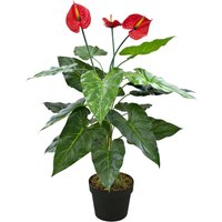 Decovego - Anthurie Flamingoblume Kunstpflanze Künstliche Pflanze mit Blüten 83cm von DECOVEGO