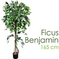 Kunstpflanze Künstliche Pflanze Benjamin Ficus künstlicher Baum Künstlich im Topf Plastik Pflanzen Zimmerpflanze wie Echt Deko 165 cm Innendekoration von DECOVEGO