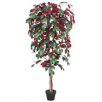 Decovego - Roter Ficus Benjamin Birkenfeige Kunstpflanze Kunstbaum Künstlich 150cm von DECOVEGO