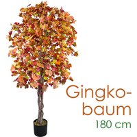 Decovego - Ginkgo Ginkgobaum Kunstpflanze Künstliche Pflanze 180 cm Kunstbaum mit Echtholz Innendekoration Kunst Pflanze wie echt im Topf von DECOVEGO