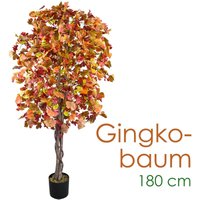 Decovego - Ginkgo Ginkgobaum Kunstpflanze Künstliche Pflanze 180 cm Kunstbaum mit Echtholz Innendekoration Kunst Pflanze wie echt im Topf von DECOVEGO